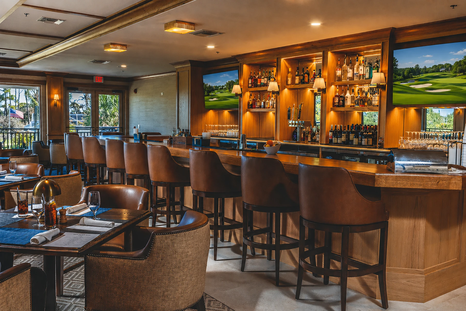interior lounge and bar at hobe sound golf club